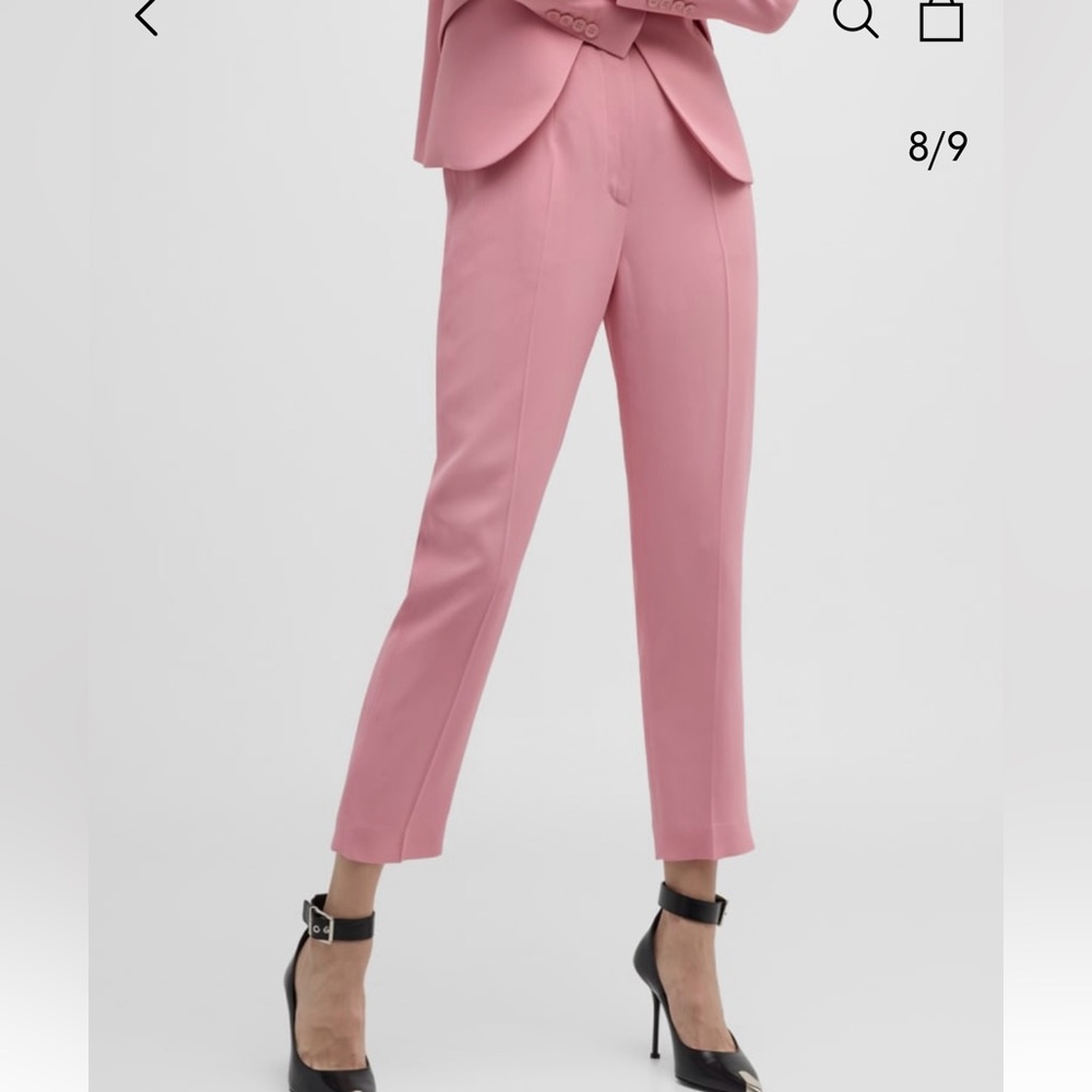 Alexander McQueen Pink High-Waist Crop Cigarette Pant. Size 42  New with tags